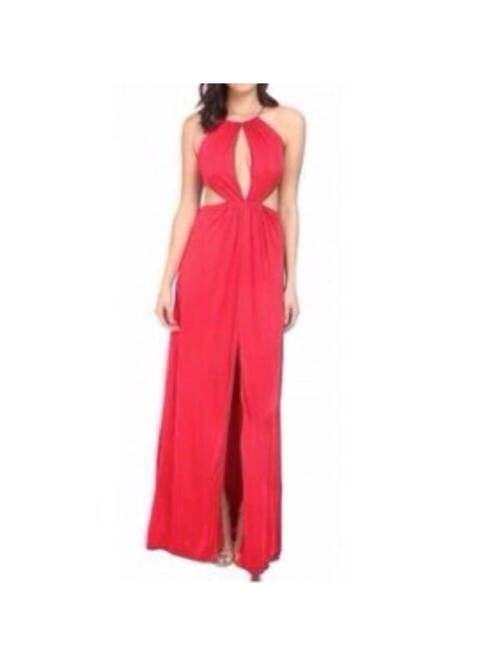 Aidan Mattox Ruby Cutout Organza Halter Maxi Dress Sleeveless 054470440 Sz 6 NWT